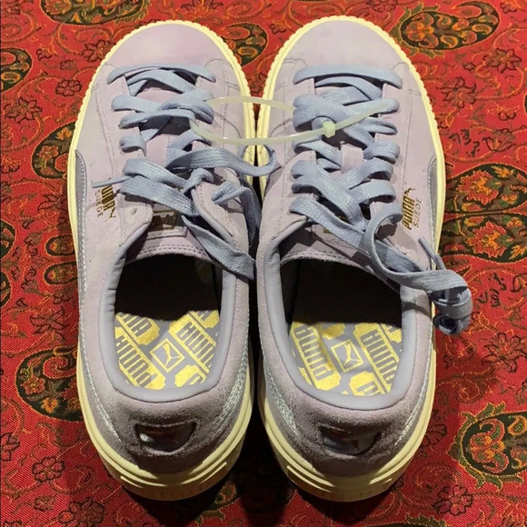 NEW PUMA SUEDE PLATFORM MONO SATIN SHOES SZ 7.5 - Picture 4 of 8